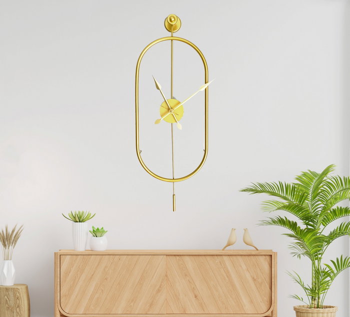 Wallity Reloj de pared decorativo de metal Dorado